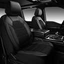 CAR PASS Universal Leather Two Front Seat Covers,Sport seat Covers fits Most Cars, SUVs, Trucks, and Vans Airbag Compatible (Black and Black)