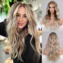 Alanhair Lace Front Wig Ombre Blonde Lace Wigs for Women Nature Wave with Highlight Heat Resistant Fiber Daily and Cosplay