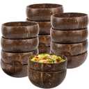 OMISTAR 14 PCS Coconut Shell Bowls, Small Polished Wooden Bowl, Natural Coconut Shell Bowls for Smoothie, Acai, Salad, Snacks, Vegan Presents, Kitchen Decor, Picnic, Theme Party Dining (14PCS