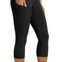 ODODOS Women's High Waisted Yoga Capris with Pockets, Tummy Control Non See Through Workout Athletic Running Capri Leggings (19", XX-Large, Black)
