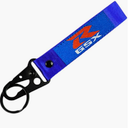 Motorcycle Key Chain Embroidered Tag Automobile Car Motor Key Ring Karabiner Shackle Compatible with Suzuki GSX-R (Blue)