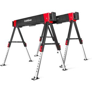 Saw Horses 2 Pack, Folding Heavy Duty 2700lbs Adjustable Height Brackets, Portable Work Support for 2x4 Wood