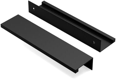 Peaha 7 Pack Matte Black Finger Edge Pulls for Cabinets 6-1/4 Inch Invisible Hidden Drawer Handles Concealed Hardware