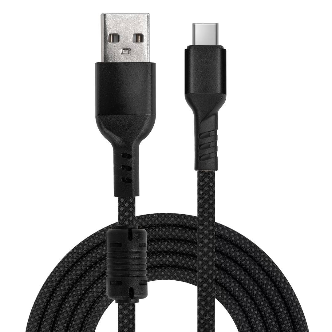 Black USB-C Cable 3m Single Pack - USB-A to USB-C, Pure Copper 12W Charge, Ferrite Core Sync, 3m for Game Controllers (Play & Charge), Braided Dirt-Resist, 20k+ Bends