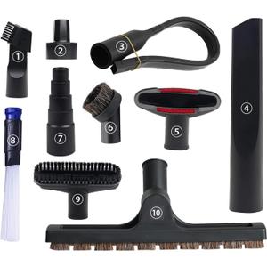 10 Pcs Universal Vacuum Attachments for Shop Vac Accessories - 2 1/2" to 1 1/4" Hose Adapter for Shop Vac, 1 7/8" to 1" Vacuum Hose Adapter, 1 1/4" Vacuum Floor Brush Flexible Crevice Tool