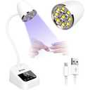 U V LED Nail Lamp, Goose Neck Flash Cure Lamp 27W Rechargeable Mini U V Light for Gel Nails, Cordless Flash Cure Light with 3 Timers&Sensor, Fast Curing Gooseneck Lamps for Gel X, Snow White