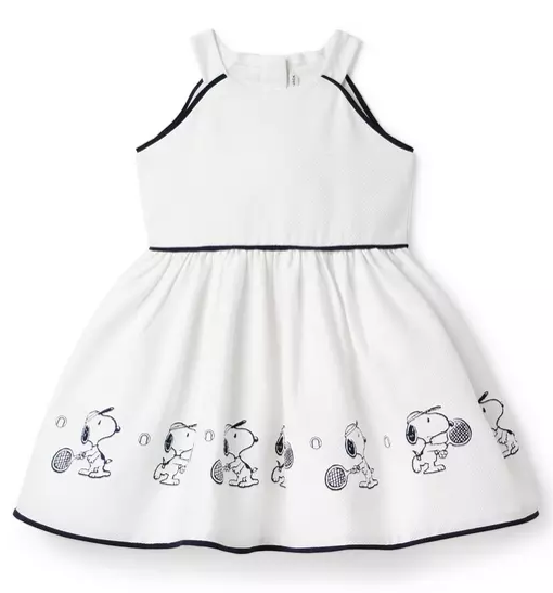 Janie and Jack Oxford Flag Embroidered Dress (White, 5)