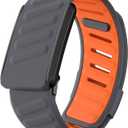 surundo Silicone Sport Band Compatible with Whoop 4.0 Band Strap Men Women, Soft Breathable Sport Adjustable Waterproof Replacement Wristbands Straps for Whoop 4.0 Bands (Gray Orange)