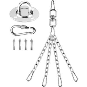360 Rotation Heavy Bag Chain, Punching Bag Hanger With Stainless Steel Swivel Chain and 4 Snap Hooks, Mount for Hammock, Gym Swing, Yoga Swing, Trapeze