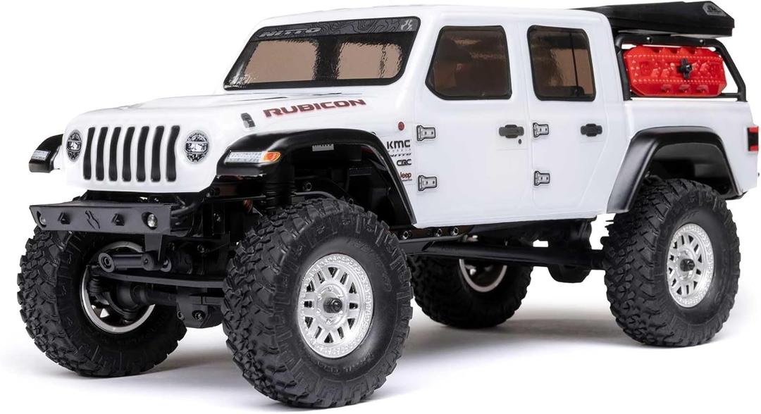 Axial RC Truck SCX24 Jeep Gladiator 4 Wheel Drive Rock Crawler Brushed RTR Nothing Needed to Complete Ready-to-Run White AXI00005V2T4, Remote Control Car, RC Car, RC Crawler
