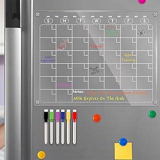 Magnetic Calendar for Refrigerator, Acrylic Fridge Calendar for Easy Organizing, Clear Monthly Planner Whiteboard for Refrigerator 11.8"x9.8"