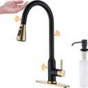 Touch Kitchen Faucet,KEER Smart Kitchen Sink Faucet with Pull Down Sprayer, Touch on Activated Kitchen Bar Sink Faucet Brushed Nickel, Stainless Steel (Matte Black Gold)