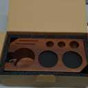 KHAVA Espresso Tamping Station | Wooden Coffee Tamper Station 51-54 mm | Espresso Organizer & Portafilter Holder | Coffee Station Organizer for Countertop | Espresso Accessories for Coffee Bar, Brown