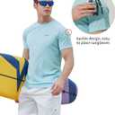 Men's Rash Guard Swim Shirts Short Sleeve UV Sun Protection Quick Dry UPF 50+ SPF Fishing Beach Water Shirt (Blue, L)