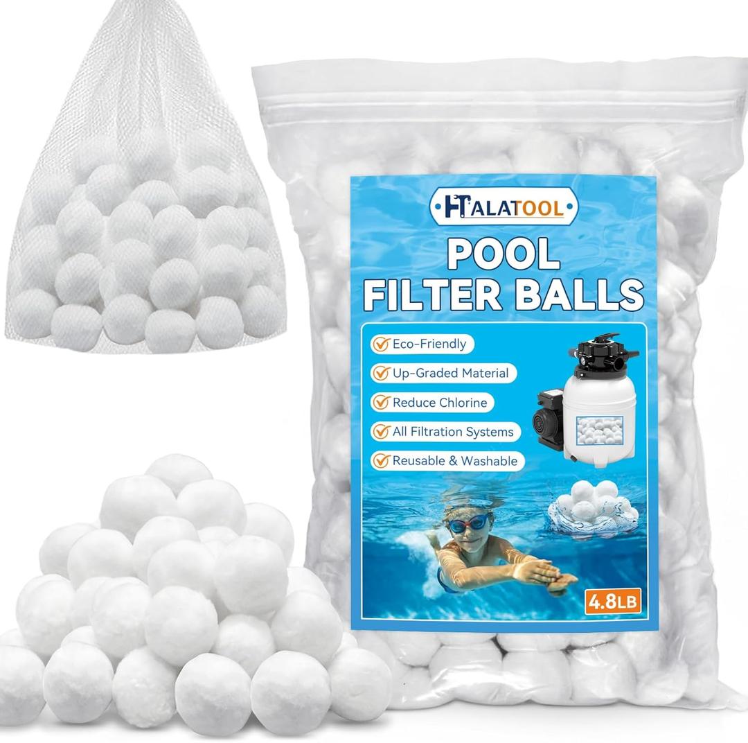 Halatool 4.8 lbs Pool Filter Balls for Sand Filters- Replace 170 lbs Pool Filter Sand, Reusable High-Efficiency Filtration Media, Innovative Swimming Materials Suitable for Aquarium Tank