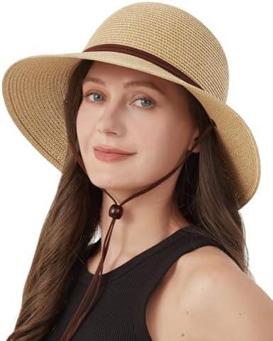 Zylioo 2XL/XL/L/M/S Womens Straw Hat,Wide Brim Sun Protection Beach Hats,UPF 50+ Floppy Summer Hat for Small Heads