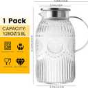 Bandesun Vintage Glass Pitcher with Lid, 128oz/ 1 Gallon Water Pitcher with Handle for Fridge Heat Resistant Borosilicate Water Jug, Carafe for Hot/Cold Coffee, Tea,Beverage 1Pack