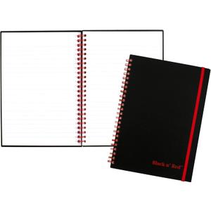Black n' Red Notebook, Business Journal, 8-1/4" x 5-7/8", 70 Sheets, Ruled, Optik Paper, Scribzee App, Flexible Poly Cover, Wirebound, Black (C67009)