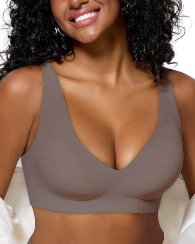 As Fairy Seamless Bras Supportive Lift No Underwire Full Coverage Wireless Plunge Low Cut Bralettes Padded Comfy Bras (Grey 38B)