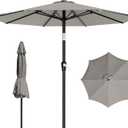 AreShark 9 FT Patio Umbrella for Outdoor, Outdoor Table Umbrella with Push Button Tilt and Crank, Outdoor Patio Umbrellas with 8 Sturdy Ribs for Market, Garden, Pool (Light Gray)