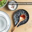 LAUCHUH Spoon Rest for Stove Top, 5 inch Cooking Spoon Holder for Kitchen Countertop Large Ladle Holder for Spatula, Spoons or Tong, Farmhouse Halloween Decor, Starry Black