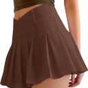 SOFIA'S CHOICE Women Sexy Pleated Mini Skirts Summer A Line Flare Skater SkirtBronze Small