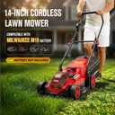 HEINPRO 14" Cordless Lawn Mower Compatible with Milwaukee M18 Battery, 2-in-1 Brushless Electric Lawn Mower for Small Yards, Push Mowers with 5-Position Height Adjustment, Red (Tool Only)