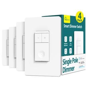 TREATLIFE Smart Dimmer Switch 4 Pack, Single Pole 2.4GHz Wi-Fi Smart Light Switch Works with Alexa and Google Assistant, Neutral Wire Needed, Schedule, Remote Control, FCC Listed