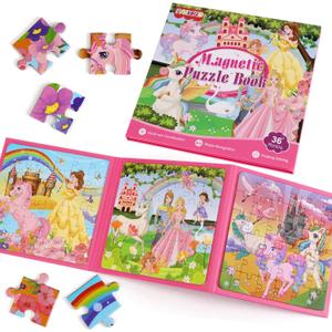 Magnetic Puzzles for Kids Ages 4-6, 36-Piece Toddler Travel Toys Princess Puzzles Ages 3-5, Educational Learning Magnets, Ideal Road Trip Activities Toys for 3 4 5 6 Girls