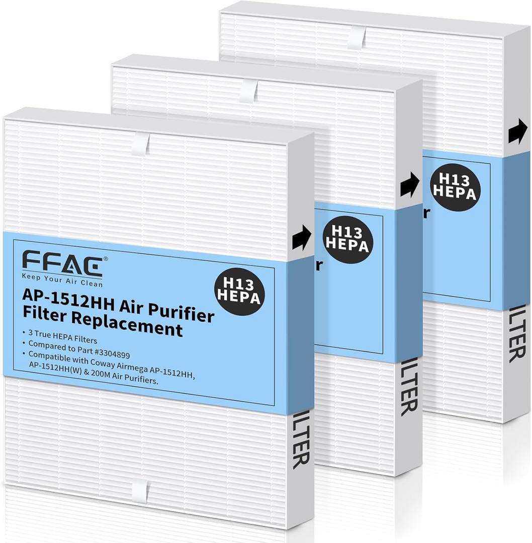3 Pack AP-1512HH Air Purifier Replacement Filter for Coway Airmega AP-1512HH and Airmega 200M Air Purifiers, AP-1512HHS HEPA Filter Compared to Part #3304899