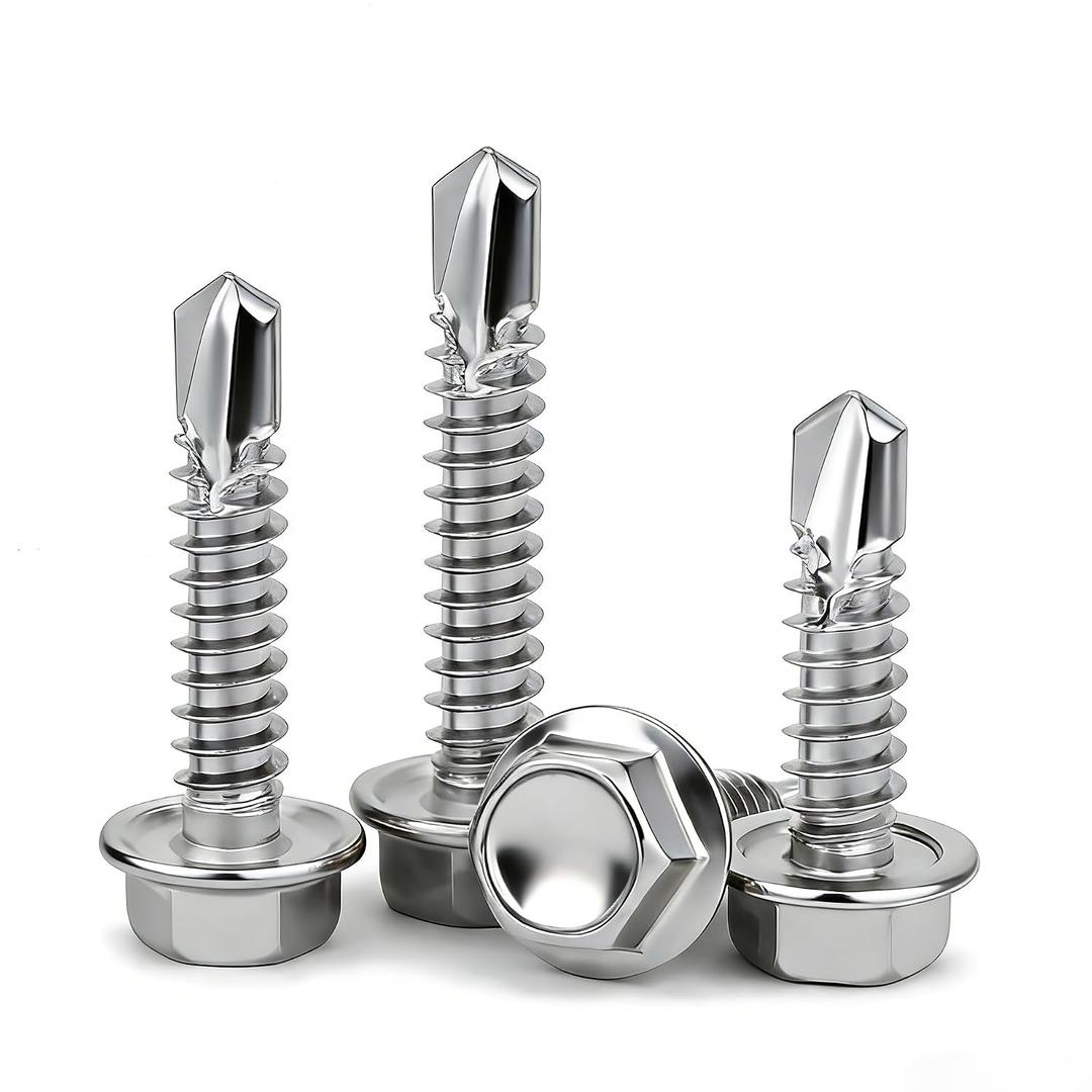 40Pcs #12 Self Tapping Screws for Metal, #12x2″ Hex Washer Head Self Drilling Screws, 410 Stainless Steel Sheet Metal Screws, Metal Specific Self Tapping Screws,Fast Installation,Hex Socket Drive