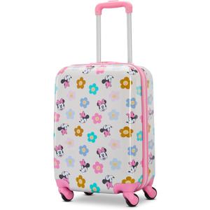 American Tourister Minnie Mouse Carry-On Luggage - Airline Approved, Durable Hardshell with Vibrant Minnie Mouse Design - Roll Confidentially with Spinner Wheels & Colorful Adjustable Handle, Carry-On 18-Inch