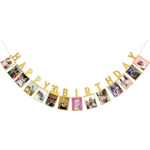 Photo Banner for 30th Birthday - Happy 30th, Milestone Decorations for Party