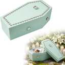 cradle to grave Pet Casket and Coffin for Dogs and Cats, Biodegradable Burial Box with Rhinestone, Complete Memorial Funeral Kit Includes Hair Keepsake Bottle, Scissors & Feather Pad, Mint Green