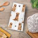 Golden Retriever Kitchen Towels,Golden Retriever Gifts Waffle Weave Decorative Dish Towels, Dog Mom Lovers Gifts Decorative Hand Tea Towel for Bathroom Kitchen, Pet Lover Gift, 16x24 Inch