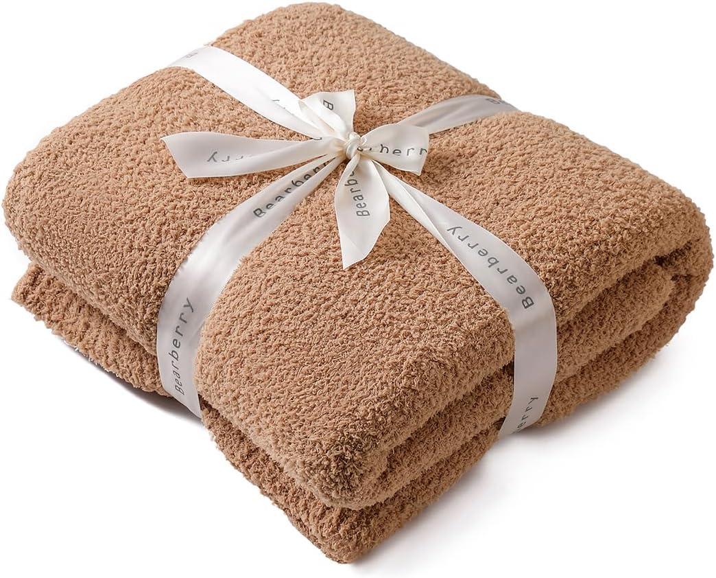 bearberry Super Soft Fluffy Throw Blanket Lightweight Cozy Warm Throw Blankets for Couch Bed Sofa All Season (Camel, 50x60)
