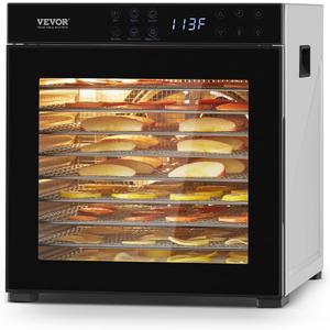 VEVOR Food Dehydrator Machine, 10 Stainless Steel Trays, 1000W Electric Food Dryer with Adjustable Temperature & 24-Hour Timer, Food-Dehydrator for Jerky, Meat, Fruit, Vegetables, Herbs, Dog Treats