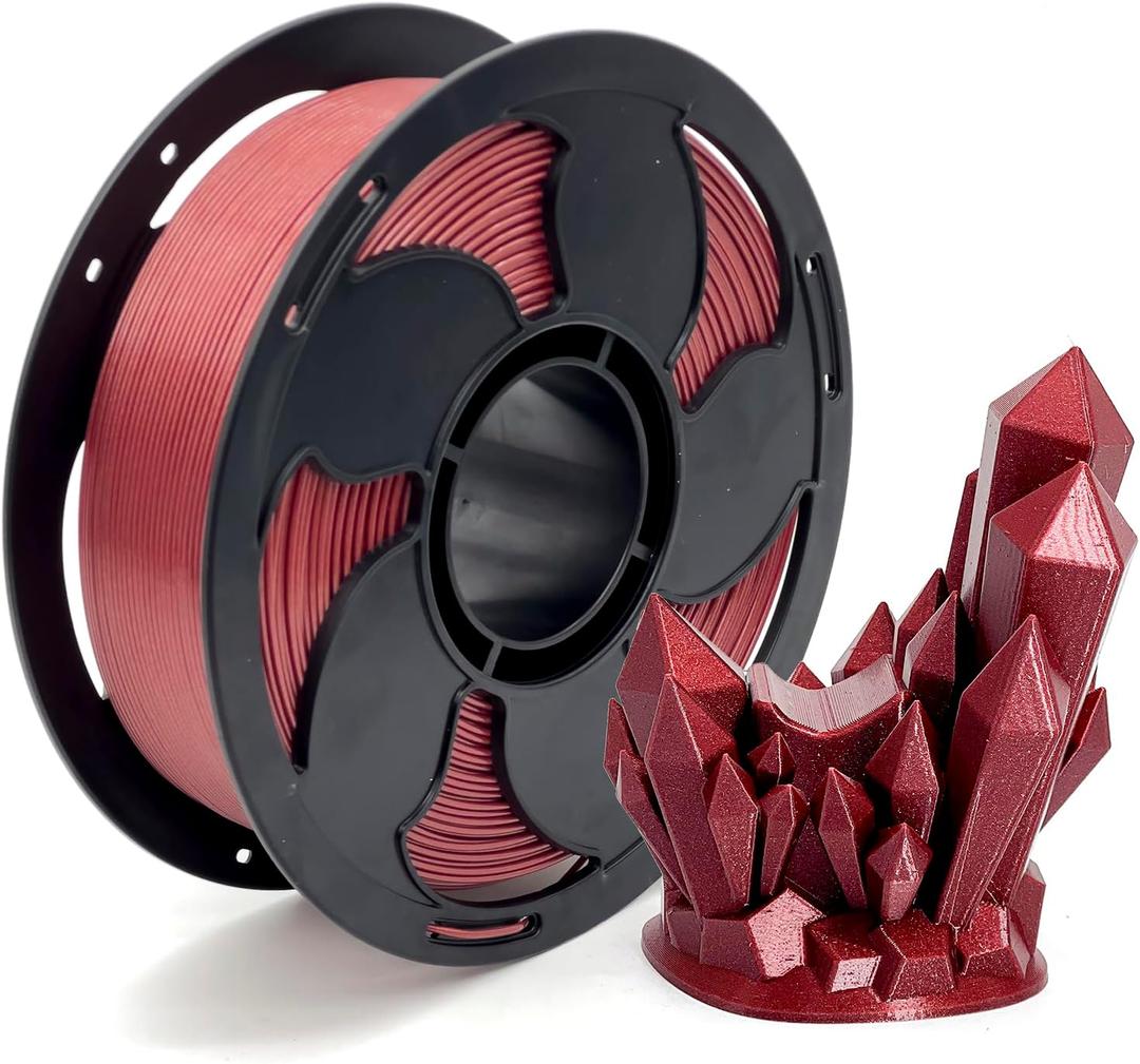 Metal Wine Red Glitter PETG Filament 1.75mm High Intensity 3D Printer Filament, 1kg (2.2lbs) Spool Toughness Enhanced PETG 3D Printing Filament Fit Most FDM Printer