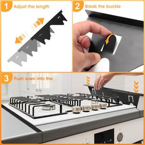 Stove Gap Covers Stainless Steel, 2 Pack Stove Gap Filler Easy Retractable Length 13.8" to 27.5", Width 0.79" ALMCALS Stove Gap Guards Range Trim Kit, Heat Resistant Guard Between Stove Top & Counter, Black