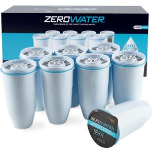 ZeroWater Official Replacement Filter  5-Stage 0 TDS Zero Water Replacement Filter  System IAPMO Certified to Reduce Lead, Chlorine, Heavy Metals, & Forever Chemicals PFOA/PFOS, 8-Pack