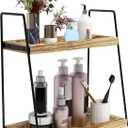Dorhors 2 Tier Bathroom Counter Organizer Storage,Vanity Organizer for Bathroom Counter,Wood Standing Rack for Kitchen (Brown)