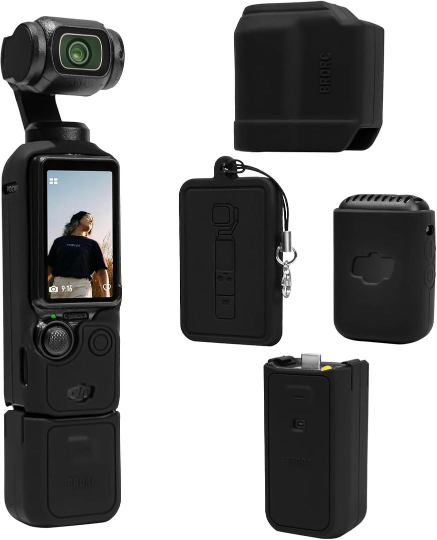 Pocket 3 Case, Soft Silicone Protective Cover Compatible With DJI Osmo Pocket 3 Creator Combo, Lightweight Screen Protector Grip Accessories - Black