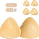 Uiheex Double Sided Sticky Bra Inserts, Reusable Push Up Adhesive Pads with Padding for Bikini, Swimsuit, Sports Bra & Strapless Dresses Beige