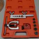 Brake Line Flaring Tool Kit - 25 Ft. 1/4 Copper Coated Brake Line Kit (with 16 Fittings and 4 Unions) + Flaring Tool Set for Single and Double Flares (Includes 5 Adapters and Tube Cutter)