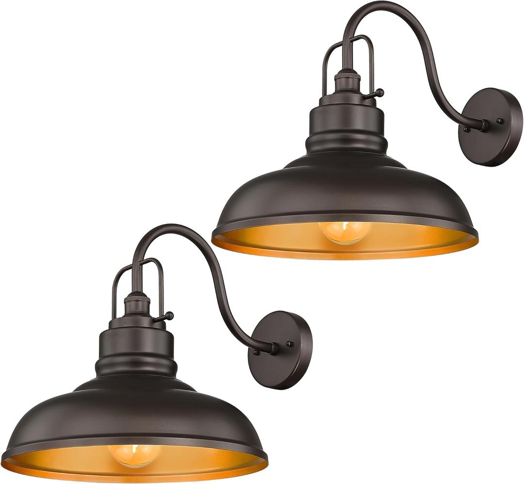 zeyu 2 Pack Gooseneck Barn Lights Outdoor, Outdoor Wall Sconces for Porch Patio, 18" Farmhouse barn Lights in Oil Rubbed Bronze Finish, 016-1BL-2 ORB (Large)
