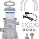 Filter Pump for Above Ground Pools, 330 GPH Filter for Inflatbale Pool, Flow Rate Pool Filter for Inflatable Swimming Pool Crystal Clear Filter Pump with 2 Filter Cartridges
