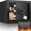 9.84"H Small Safe Box for Personal Privacy, 1.2 Cu Ft Security Safe with Fireproof Money Bag, Digital Safes with Combination Lock and Removable Shelf for Home Money Cash Medicine Documents