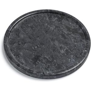 Genuine Black Marble Round Tray, High End Decorative Tray for Bathroom, Kitchen, Dresser and Vanity (Black 8")