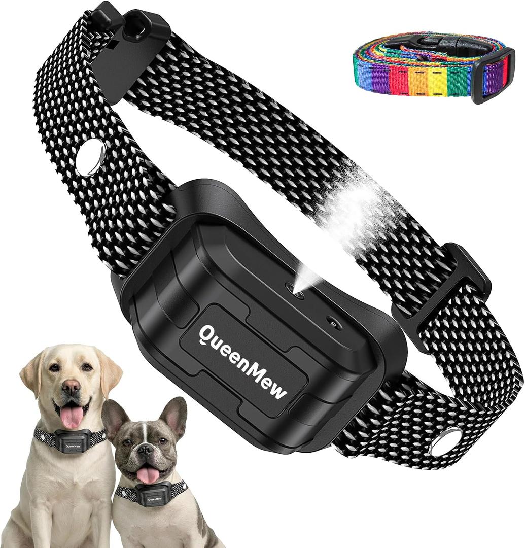 Bark Collar, Dog Bark Collar for Large Medium Small Dogs, Citronella Dog Bark Collar with Adjustable Spray & Sensitivity, Rechargeable Anti-Bark Collar for Dogs with Safe, 2 Collar Straps (Black)