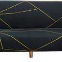MIFXIN Armless Sofa Cover Futon Slipcover Stretch Spandex Washable Folding Sofa Bed Non-Armrest Couch Furniture Protector Sofa Slip Cover Without Armrests (Green Gold Strip)